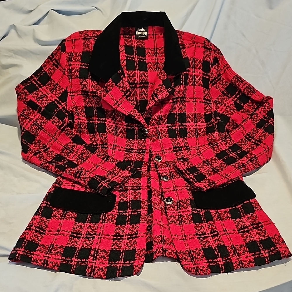Judy Knapp Red and Black Plaid Jacket